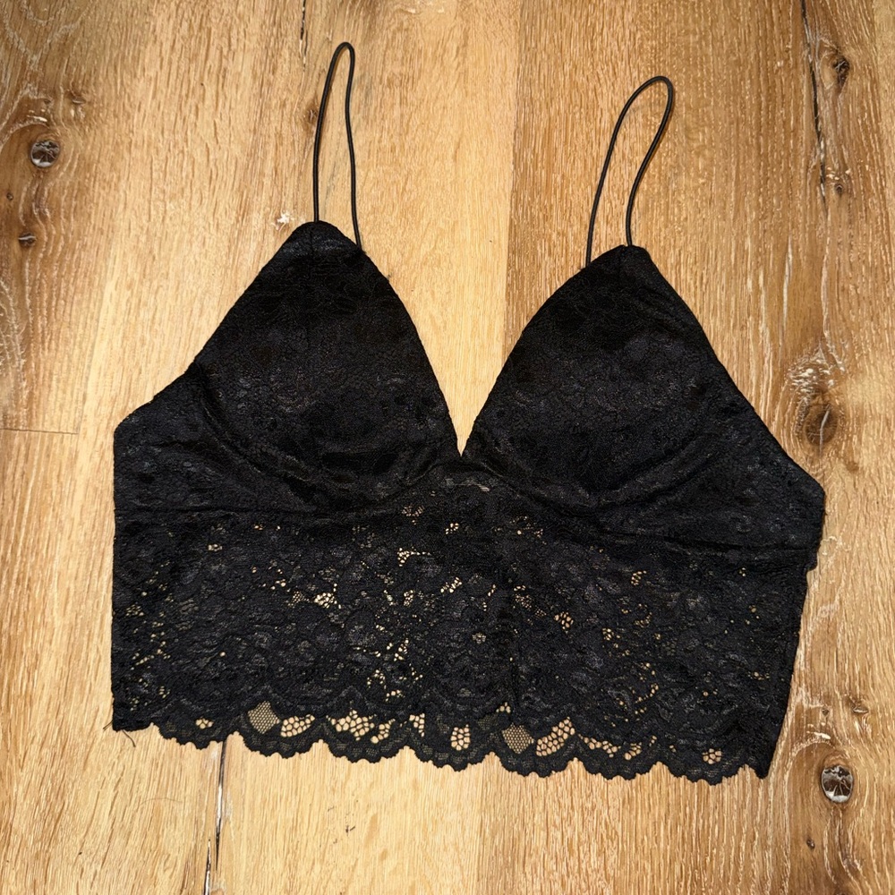 Black Lace Bralette Top Size Large